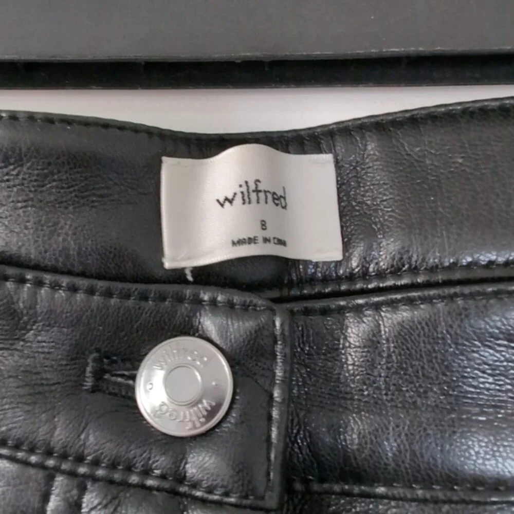 Aritzia Wilfred Melina High Rise Straight Cyberpunk Vegan Faux Leather Pants 8 - Picture 6 of 7